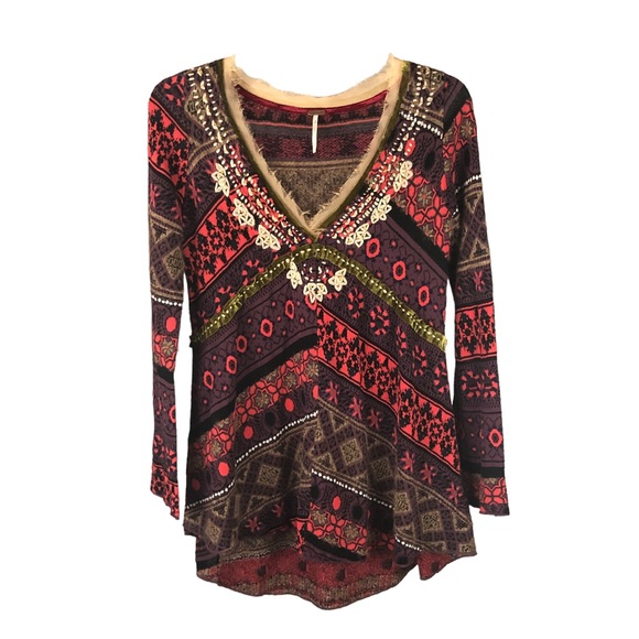 TUNIC - Women's Free People Multicolored Abstract Prism Patterned Tunic. Size S - Picture 3 of 16
